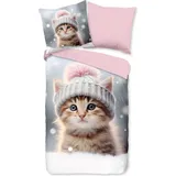 Muller Textil Duvet cover Good Morning 135x200 + 1* 80x80 cm - cat/pussy - Bunt