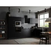 Respekta Winkelküche L-Form 340 x 172 cm Grau Schwarz