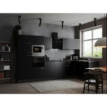 Respekta Winkelküche L-Form 340 x 172 cm Grau Schwarz