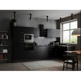 Respekta Winkelküche L-Form 340 x 172 cm Grau Schwarz