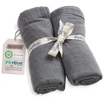 pic bear Musselin Molton Tücher 80x80cm - Ultra-weiche Multitalente für Babyalltag: Spucktuch, Schmusetuch & mehr - 100% Baumwolle - 2er Pack (Granit)