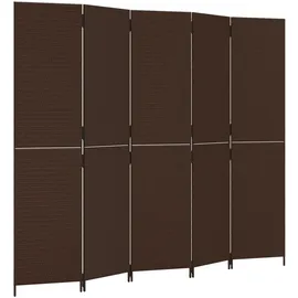 vidaXL Paravent 5-tlg. Braun Poly Rattan
