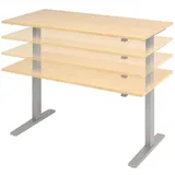 HAMMERBACHER elektrisch höhenverstellbarer Schreibtisch buche rechteckig, C-Fuß-Gestell silber 180,0 x 80,0 cm