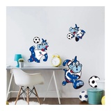 Hamburger SV Wandtattoo Fußball Wandtattoo HSV Hamburger SV Maskottchen Hermann Drache 3-er Set, Wandbild selbstklebend, entfernbar blau 140 cm x 91 cm