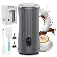 Ovetedot Milchaufschäumer, 4-in-1 Milchaufschäumer Elektrischer für Heißen und Kalten Milchschaum, Automatische Abschaltung Kaffee Aufschäumer für Latte, Macchiato, Cappuccino(Hellgrau)