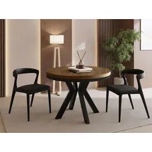 WFL GROUP Runder Ausziehtisch 90-190 x 77 cm dunkelbraun