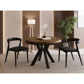 WFL GROUP Runder Ausziehtisch 90-190 x 77 cm dunkelbraun