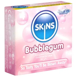«Bubblegum» Kondome mit Kaugummi-Aroma - ohne Latexgeruch (4 Kondome) 4 St