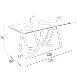 ac angel cerda Angel Cerdá Esstisch Rechteckig gehärtetes Glas aus walnussfarbenes Holz 1102