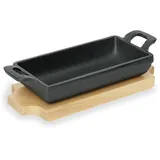 Was Germany - Mini Servierpfanne Cast Iron 35 mit Holzuntersetzer, 18 x 9,5 x 3 cm, Gusseisen/Holz