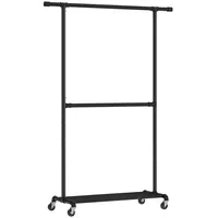  Xxxl Kleiderwagen, Schwarz, Metall, 130x198x49 cm, Hosenhalter, Garderobe, Garderobenständer