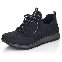 RIEKER Damen Sneaker Halbschuh Schnürschuh tolle Oberfläche Struktur M3682, Größe:38 EU, Farbe:Schwarz
