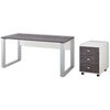 Büromöbel-Set 8712-261, inklusive Schreibtisch Rollcontainer, in Weiß/Basalto-Dunkel, 80.00 x 160.00 x 75.00 cm