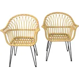 Hofmann Living And More Esszimmersessel, 2er-Set, handgeflochten, beige