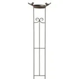 finehomegarden Gartenstecker Vogeltränke Wasserstelle Vogel Futterplatz 2Vögel Metall braun (1-St) Ø20x17cm H85cm Futterstation Vogelbad Rankstab / Paket braun