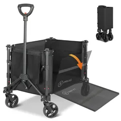 HOMECALL Bollerwagen Handwagen (Erweiterbare Kapazität, bis 100KG, 120L), Für Einkaufen, Camping, Garten, Dogs-schwarz