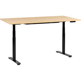 Beliani Schreibtisch Elektrisch höhenverstellbar DESTINAS Schwarz / Hellbraun 180 cm 72 cm