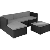 Tectake tectake® Rattan Lounge, für 3 bis 4 Personen, widerstandsfähig - Schwarz