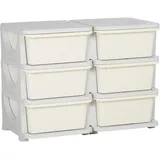 Homcom Schubladenschrank Kunststoff 75 x 37 x 56,5 cm Cremeweiß 6 Schubladen