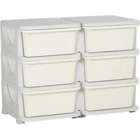 Homcom Schubladenschrank Kunststoff 75 x 37 x 56,5 cm Cremeweiß 6 Schubladen