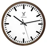 Holzwerk Funkwanduhr Bahnhofs Funk Holz Wand Uhr, braun, beige weiß (Nahezu lautloses Uhrwerk, analog, 30 cm) braun
