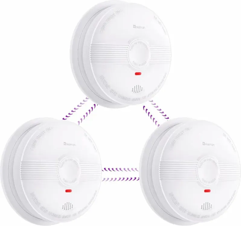 HEIMAN Rauchmelder, Funknetzwerkfähig, kabellos, max. 40 koppelbare Rauchmelder, 85 dB, 10 Jahre Batterielaufzeit, EN14604, mit Dämmschalter (Modell 633, 3-teilig)