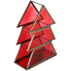 Marrakesch Orient & Mediterran Interior Teelichthalter Christbaum 17cm Rot aus Glas als Weihnachtsdeko Finse