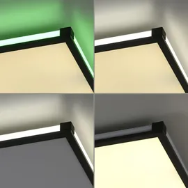 just light. JUST LIGHT LED Deckenlampe MARIO flach Panel, CCT-Farbtemperaturregelung, RGB- Farbwechselfunktion Wohnbereich, z.B. Wohnzimmer, Schlafzimmer, Essz... - Schwarz
