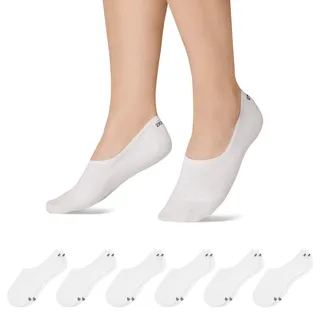 SNOCKS Füßlinge für Damen und Herren aus Bio-Baumwolle 6 Paar - Rutschfeste und unsichtbare Sneakersocken - Kurze Socken Gr. 39-42 - Farbe Weiß - 39-42