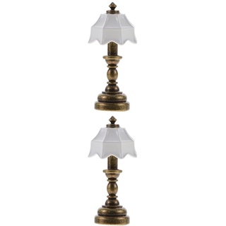 Zerodeko 2st Puppenhaus Nachttischlampe Mini Nachttischlampe Beleuchtung Puppenhaus Dekoration Puppenhaus-stehlampe Puppenhaus Schreibtischlampe Winzige Möbel Metall Eisen Laternenmast Ob11