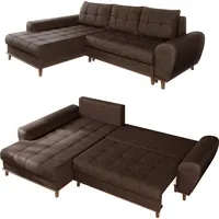Luma-home ECKSOFA mit Schlaffunktion Bettkasten in Leder-Optik Mikrofaser Vintage