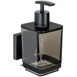 Wenko Seifenspender Quadro, Kunststoff-Spender 340 ml mit Edelstahl-Halterung, Befestigen ohne Bohren,