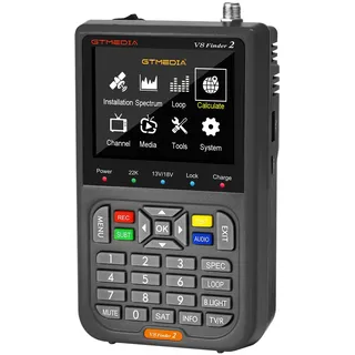 GT Media V8 Finder2 Satelliten Finder Meter Digital Sat Finder Messgerät Satellitenerkennung DVB-S2X Signalempfänger Decoder H.264 HD 3,5" LCD 4000mAh Zur Einstellung der Satellitenschüssel