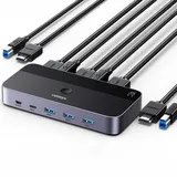 UGREEN KVM-Umschalter UGREEN Cm664 Umschalter 3xUSB-A,2xUSB-B,2xUSB-C,3xHDMI,micro USB schwarz