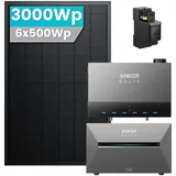 Anker SOLIX Power Dock mit Solarbank 3 E2700 Pro Balkonkraftwerk Speicher mit 500W Solarmodul Set - 3000Wp ‚Äì 6 Module / 1x Solarbank E2700 PRO