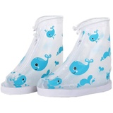 ACMEDE Regenüberschuhe Wasserdicht Überschuhe Wiederverwendbar rutschfester Schuhüberzieher,Optimal vor Regen,Schnee und Matsch geschützt für Unisex-Kinder (M, Blauwal) - M