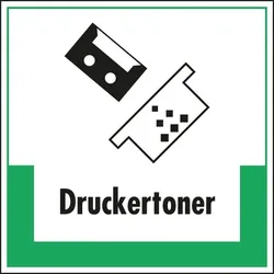 Schild I Abfallkennzeichen Druckertoner, mit Symbol und Text, Kunststoff, 200x200mm