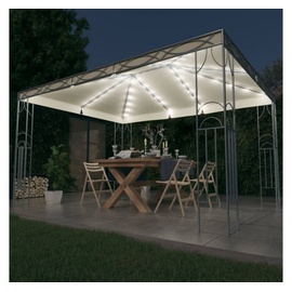 vidaXL Pavillon mit LED-Lichterkette 400x300 cm Cremeweiß