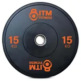 InTheMarket Hantelscheiben aus Gummi mit Farbstreifen – IWF-Standard, Gummi-Gymnastikplatten, Falltest, geringe Sprungkraft, 50,5 mm, langlebige Gewichtheberausrüstung, ideal zum Gewichtheben – 15 kg