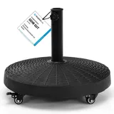 COSTWAY 23 kg Sonnenschirmständer mit Rollen, Φ52cm Schirmständer für Schirmstangen von 38/48 mm, Marktschirmständer rund, Balkonschirmständer, Sonnenschirmfuß für Garten, Balkon
