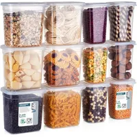 Vilde Lebensmittelbehälter mit Deckel Frischhaltedosen Vorratsbehälter Küchenbehälter 1 L / 1,85 L 12 Stk. - Transparent