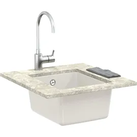 vidaXL Waschbecken rechts Einbauart Quarz Weiß 370 x 460 mm