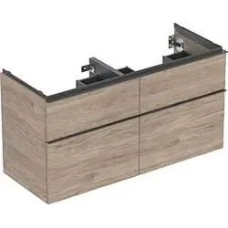 Geberit iCon Doppelwaschtisch-Unterschrank 502309JR1 118,4x61,5x47,6cm, 4 Schubladen, nussbaum/Griff lava matt