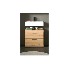 xonox.home Waschbeckenunterschrank 2 Schubladen 60 x 56 x 34 cm Braun/Schwarz