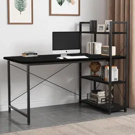 seddō Schwarzer Loft-Computertisch mit Metallregalen für Spiele und die Schule - Schwarz