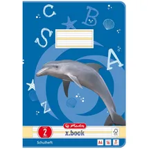 Koh-I-Noor herlitz Schulhefte Delfin x.book Lineatur 2 liniert A4 ohne Rand, 16 Blatt, 1 St.