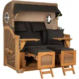 Mr. Deko Strandkorb Düne Grande Bullauge Teak PE Banana Dessin 548