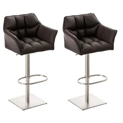 CLP 2er Set Barhocker Damaso Kunstleder braun/edelstahl