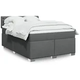 vidaXL Boxspringbett mit Matratze Dunkelgrau 160x200 cm Stoff