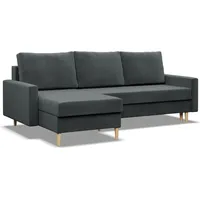Ecksofa mit Schlaffunktion, Links sofa BLANK mit Bettkasten, Wendekissen, Grau, Links, Schlaffläche 140x200cm - Grau